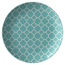 Load image into Gallery viewer, Turquoise Quatrefoil Unbreakable Plate
