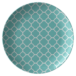 Turquoise Quatrefoil Unbreakable Plate