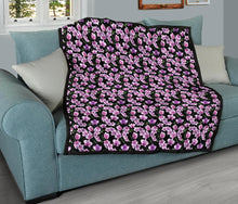 Load image into Gallery viewer, Black Pink and Purple Orchid Flower Pattern Quilt
