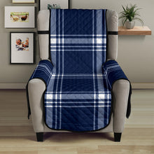 Load image into Gallery viewer, Navy Blue and White Plaid Tartan Furniture Slipcovers
