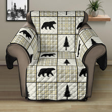 Load image into Gallery viewer, Yellow, Gray and Black, Bear and Plaid Pattern Recliner Slipcover Protector
