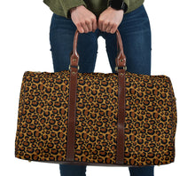 Load image into Gallery viewer, Leopard Print Travel Bag Duffel With Faux Leather Brown Handles
