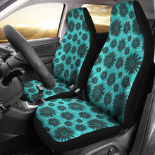 Load image into Gallery viewer, Teal With Gray Daisies Rustic Pattern Car Seat Covers
