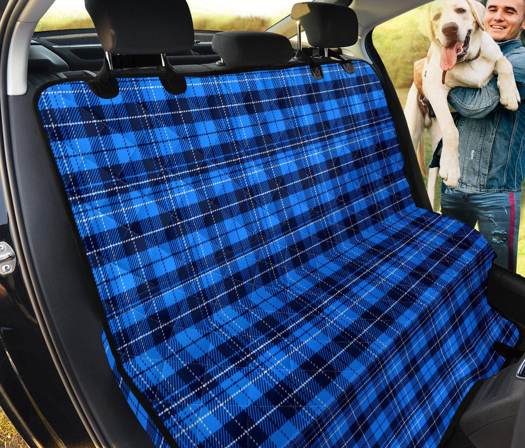 Blue Plaid, Tartan, Back Seat Cover Hammock For Pets