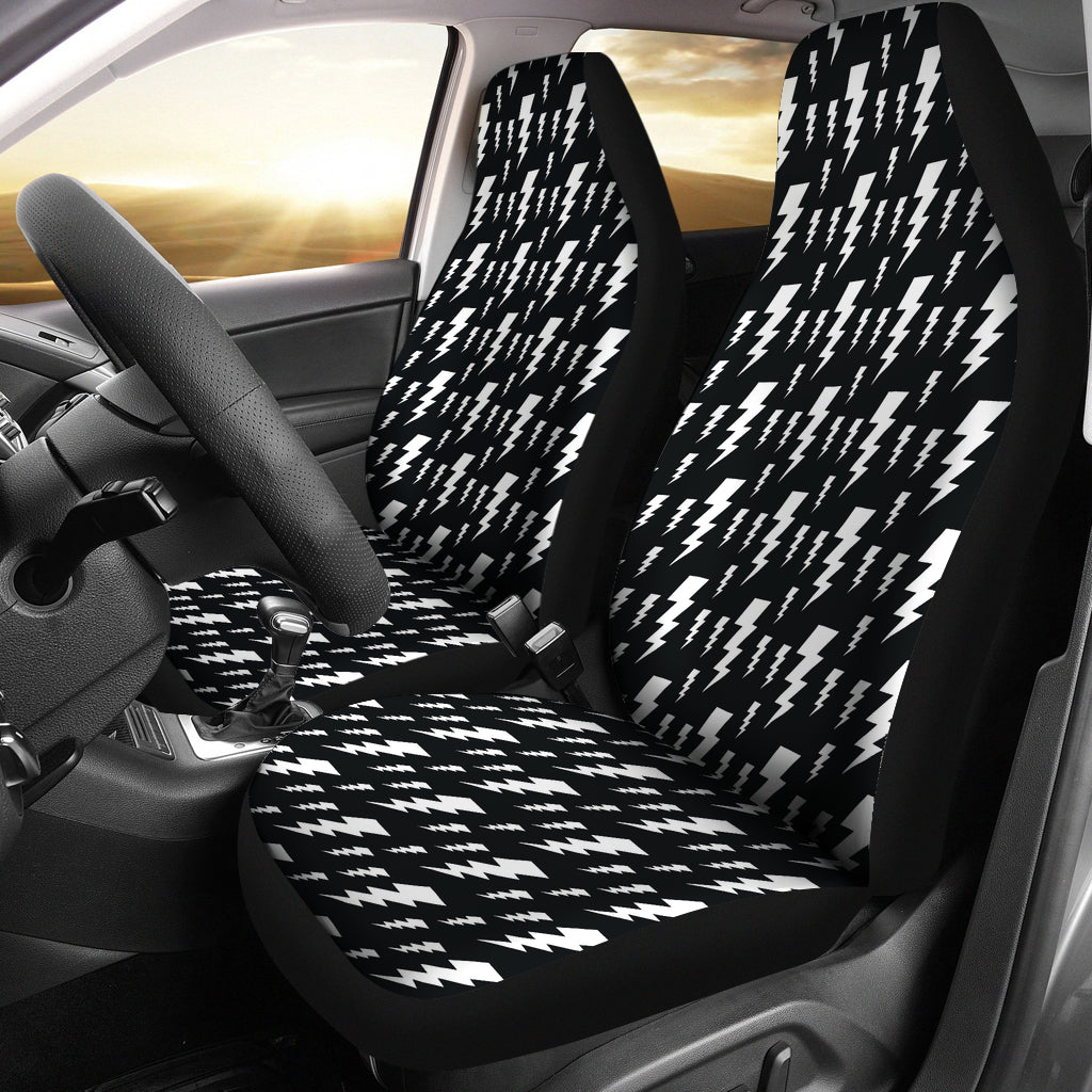 Lightning Bolts Pattern Black and White Car Seat Covers