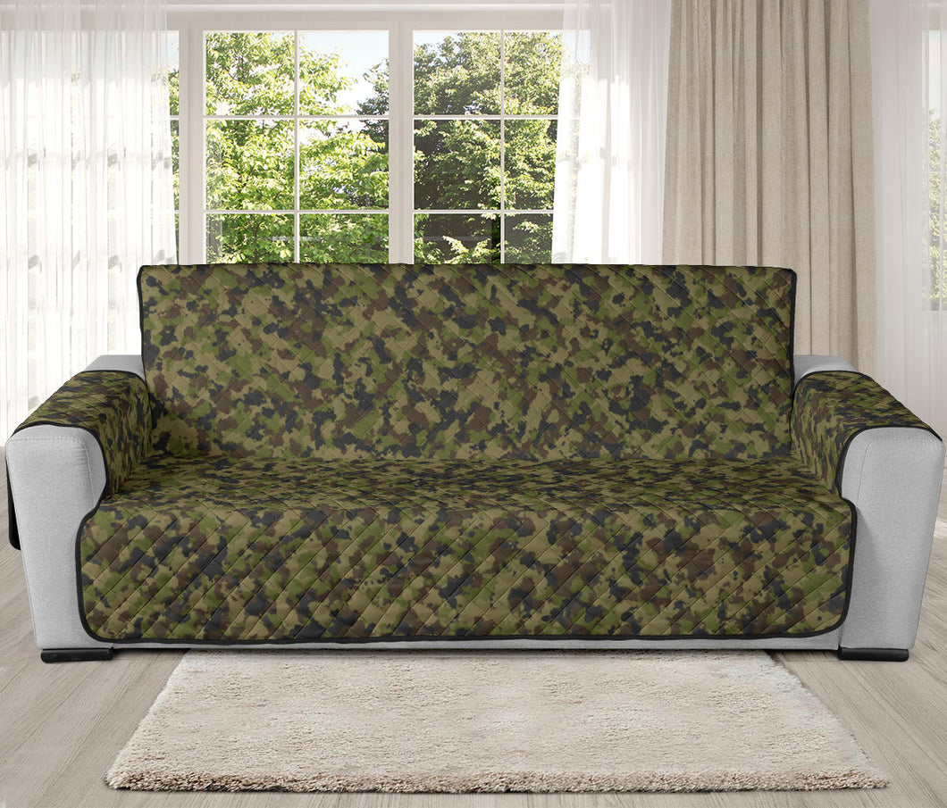 Camo Oversized Couch Cover Sofa Protector in Green, Brown and Gray Camouflage 78