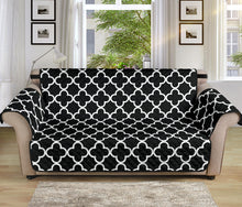 Load image into Gallery viewer, Black and White Quatrefoil Pattern Furniture Slipcover Protectors
