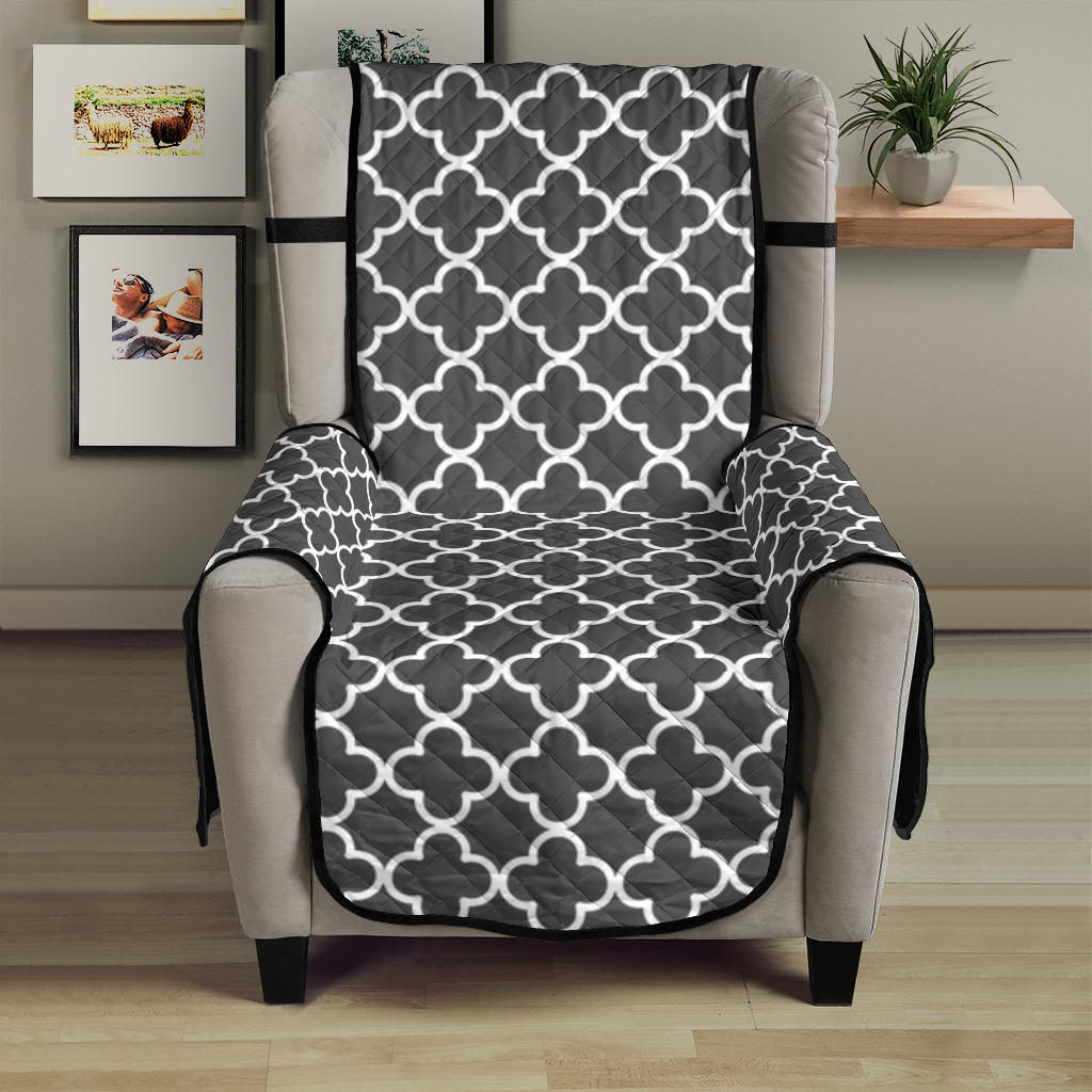 Dark Gray and White Quatrefoil Furniture Slipcover Protectors