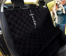 Load image into Gallery viewer, Black Bench Seat Protector For Pets With Faith Word Cross In White
