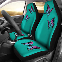 Load image into Gallery viewer, Turquoise Car Seat Covers With Purple Blue Butterflies
