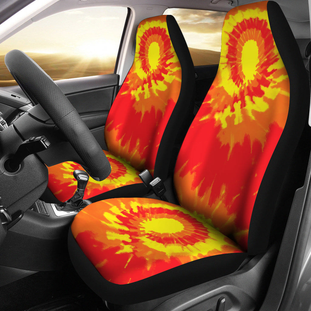 Red Orange and Yellow Tie Dye Car Seat Covers