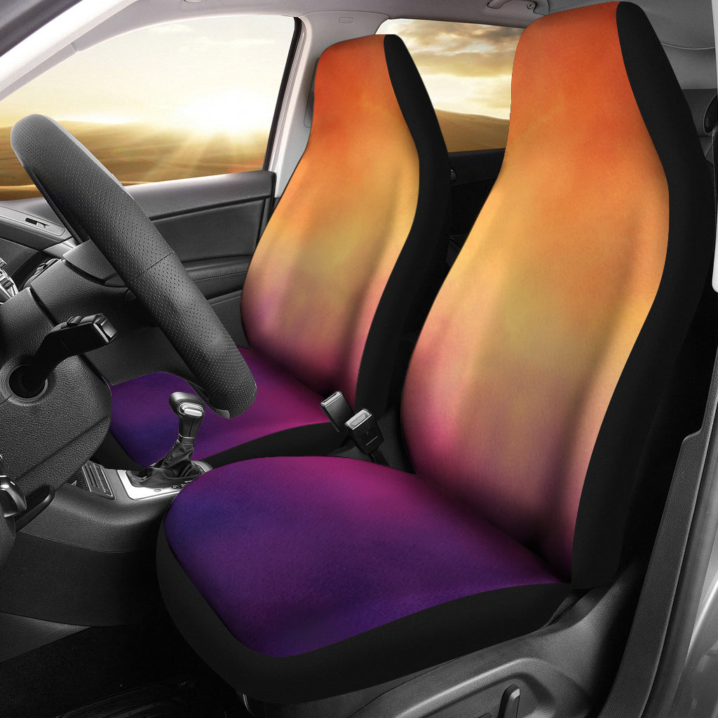 Orange and Purple Ombre Contrast Watercolor Car Seat Covers