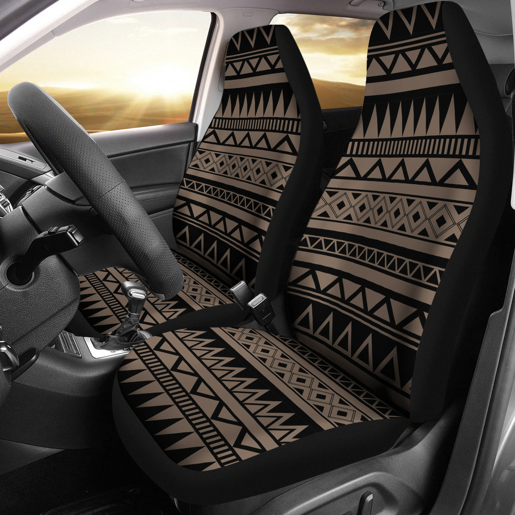 Stone Brown and Black Tribal Pattern Abstract Ethnic Car Seat Covers