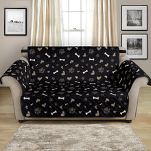Load image into Gallery viewer, Black With Brown and White Dog Paws, Hearts and Bones Pattern Furniture Slipcover Protectors
