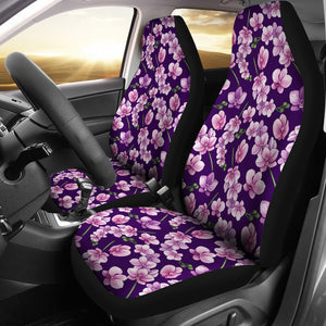 Dark Purple and Pink Orchid Pattern Car Seat Covers