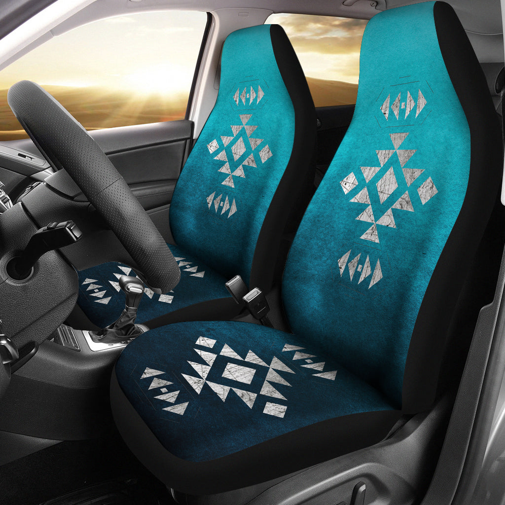 Teal Ombre With Tribal Ethnic Design Car Seat CO\overs Set