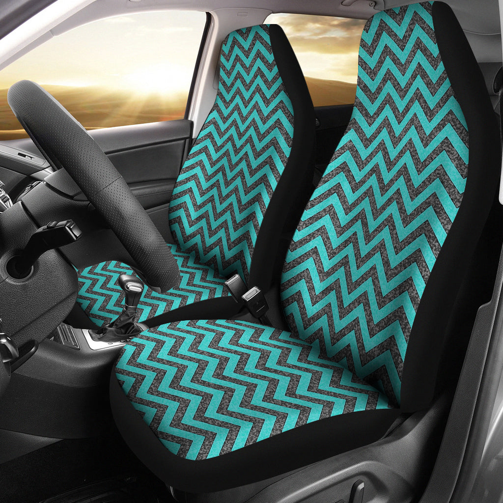 Rustic Teal and Gray Marble Chevron Car Seat Covers