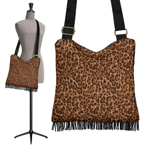 Leopard Print Boho Crossbody Handbag Shoulder Strap Purse