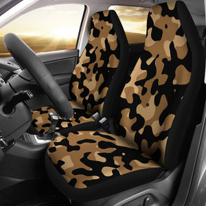 Light and Dark Brown and Black Camo Car Seat Covers Set