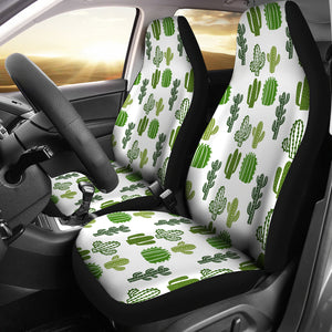 White With Cactus Pattern Car Seat Covers Set