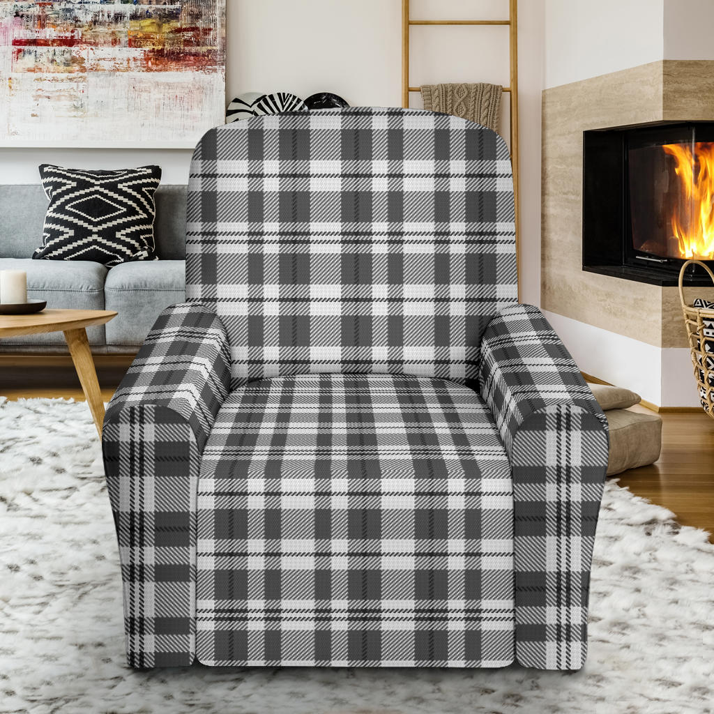 Gray and White Plaid Recliner Stretch Slipcover Protector