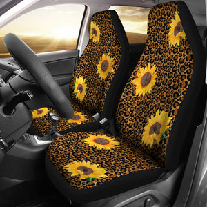 Leopard Print With Rustic Sunflowers Car Seat Covers Seat Protectors
