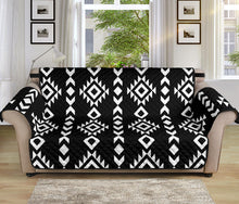 Load image into Gallery viewer, Black and White Ethnic Tribal Pattern 70&quot; Sofa Protector Couch Slipcover
