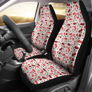 Pink and Red Cherry Pattern Cherries on Light Background Car Seat Covers Set