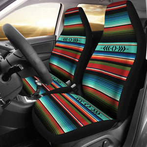 Colorful Green, Red, Blue and Orange Serape Car Seat Covers Set