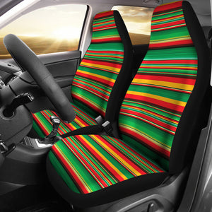 Rasta Colored Serape Striped Car Seat Covers Set