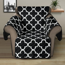 Load image into Gallery viewer, Black and White Quatrefoil Pattern Furniture Slipcover Protectors
