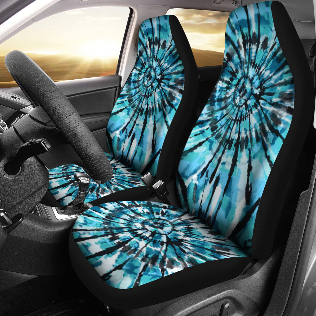 Tie Dye Seat Covers Teal, Black and Blue
