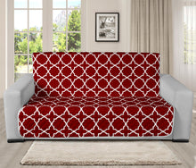 Load image into Gallery viewer, Dark Red and White Quatrefoil Pattern Furniture Slipcover Protectors
