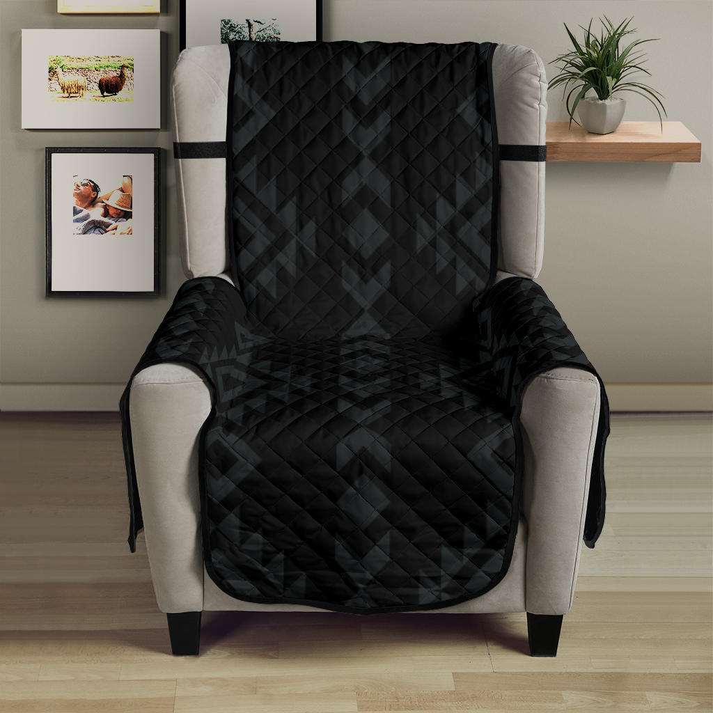 Black With Gray Ethnic Tribal Pattern Armchair Slipcover Protector For Up To 23