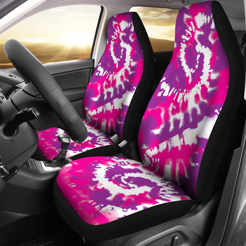 Pink Purple and White Tie Dye Abstract Car Seat Covers