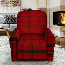 Load image into Gallery viewer, Red and Black Plaid Pattern Stretch Recliner Cover
