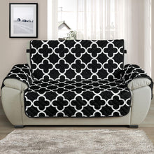 Load image into Gallery viewer, Black and White Quatrefoil Pattern Furniture Slipcover Protectors
