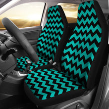 Load image into Gallery viewer, Teal and Black Chevron Car Seat Covers Set
