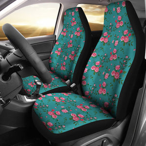 Teal with Pink Roses Shabby Chic Style Car Seat Covers