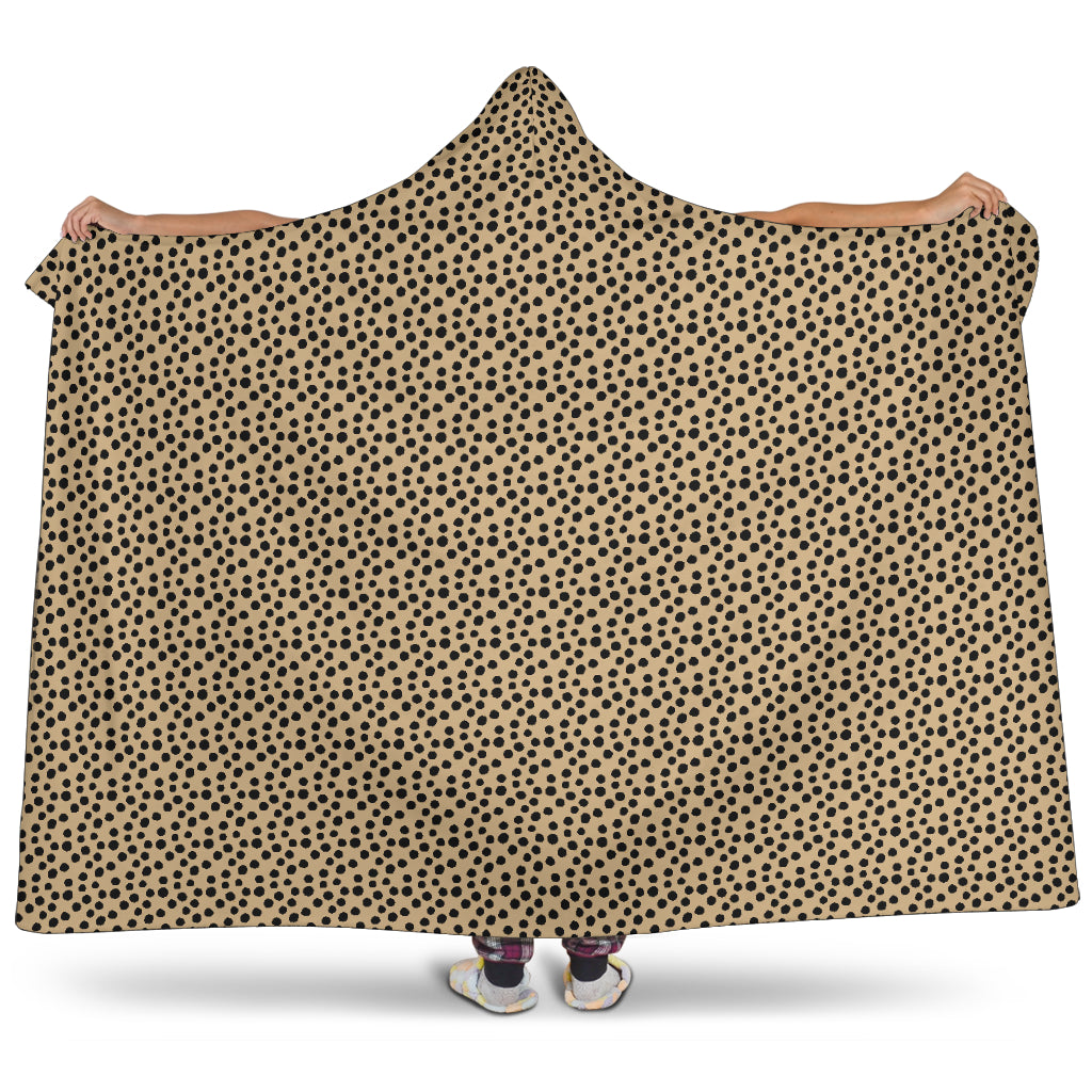 Tan Cheetah Print Hooded Blanket With Sherpa Lining Animal Pattern