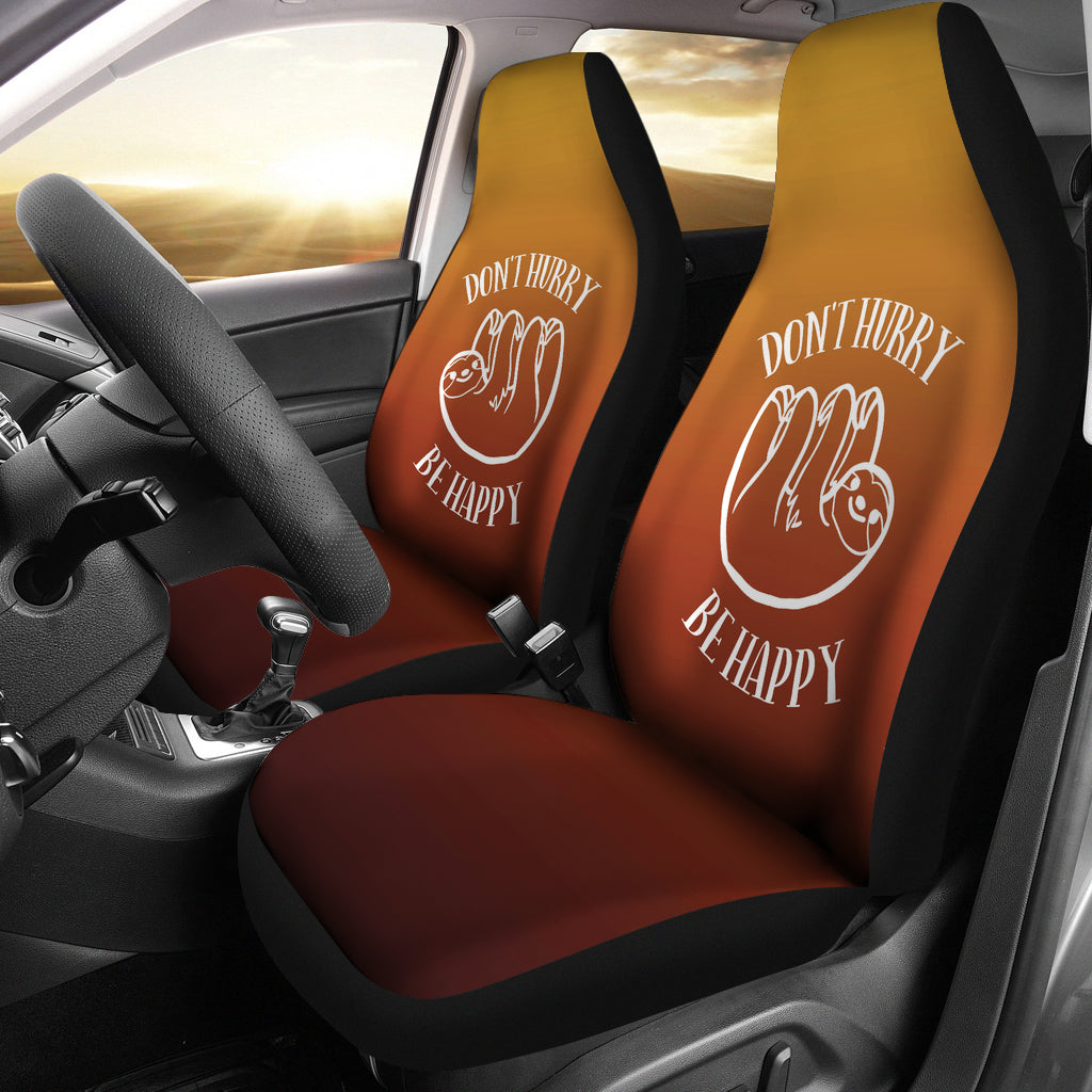 Burnt Orange Sloth Don't Hurry Be Happy Car Seat Covers