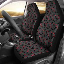 Load image into Gallery viewer, Charcoal Gray Black Polka Dots With Lipstick Tubes Car Seat Covers
