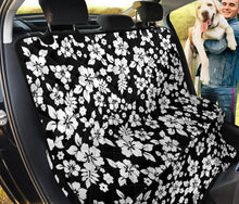 Load image into Gallery viewer, Black With White Hibiscus Hawaiian Flower Pattern Back Seat Protector Cover
