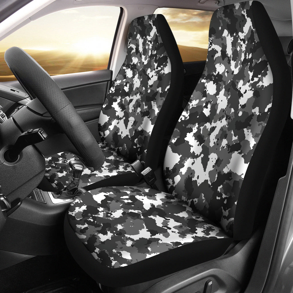 Snow Camo Car Seat Covers Camouflage White, Black, Gray Seat Protectors