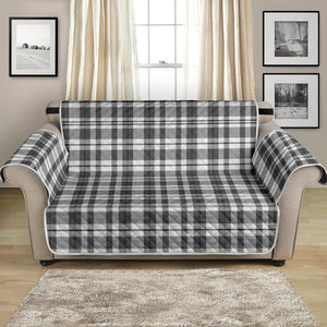 Gray and White Plaid Loveseat Sofa Protector Slipcover Fits Up To 54" Seat Width Couches