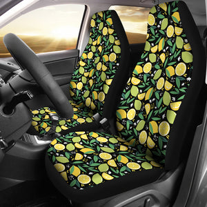 Black With Lemon Lime Citrus Pattern Car Seat Covers Set
