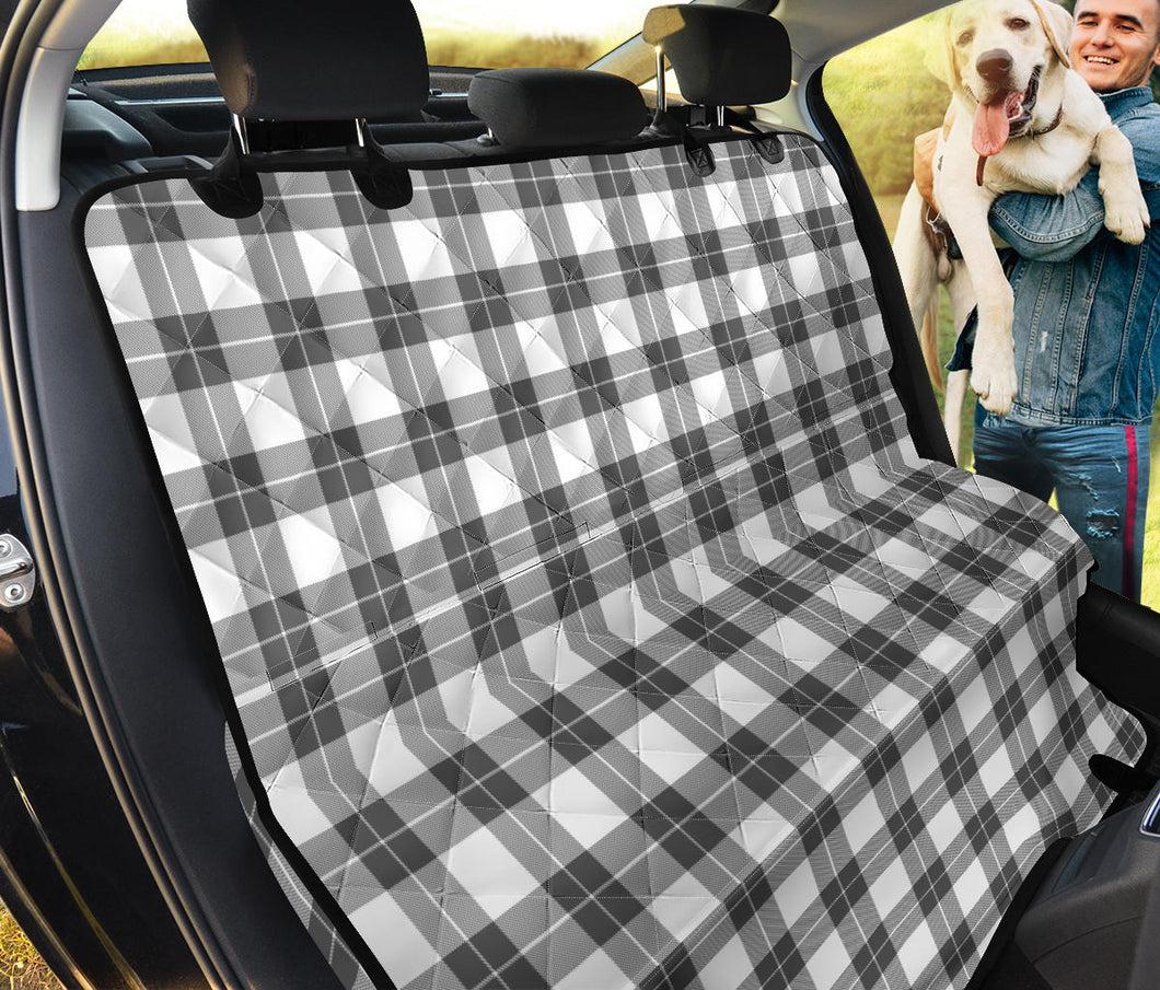 Gray and White Plaid Dog Hammock Back Seat Protector For Pets