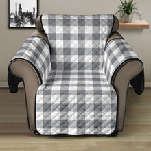 Load image into Gallery viewer, Gray and White Buffalo Plaid Recliner Slipcover Protector
