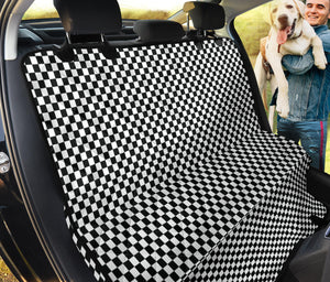 Medium Black and White Checkered Pattern Back Seat Cover For Pets