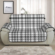 Load image into Gallery viewer, Light Gray, White and Black Plaid Tartan Furniture Slipcovers
